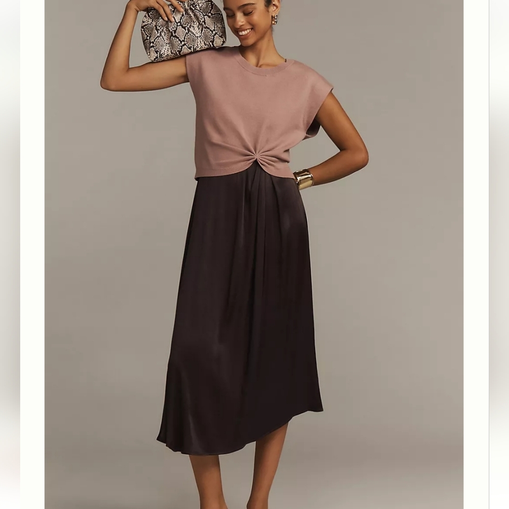 The Gemini Twofer Sweater + Dress Set: Cap-Sleeve Edition Taupe NWT